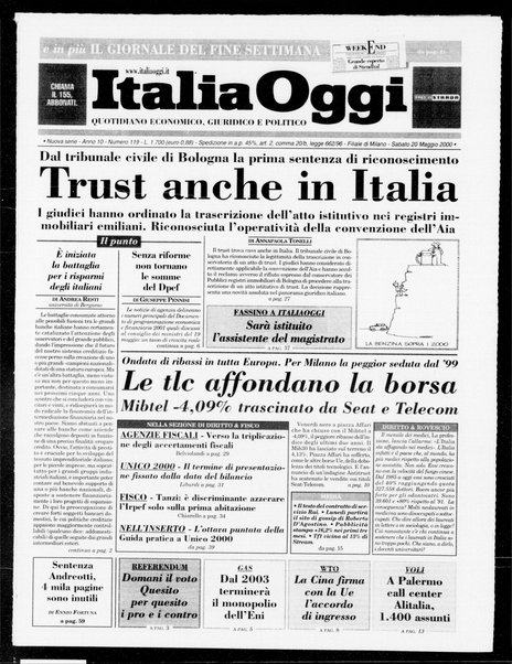 Italia oggi : quotidiano di economia finanza e politica